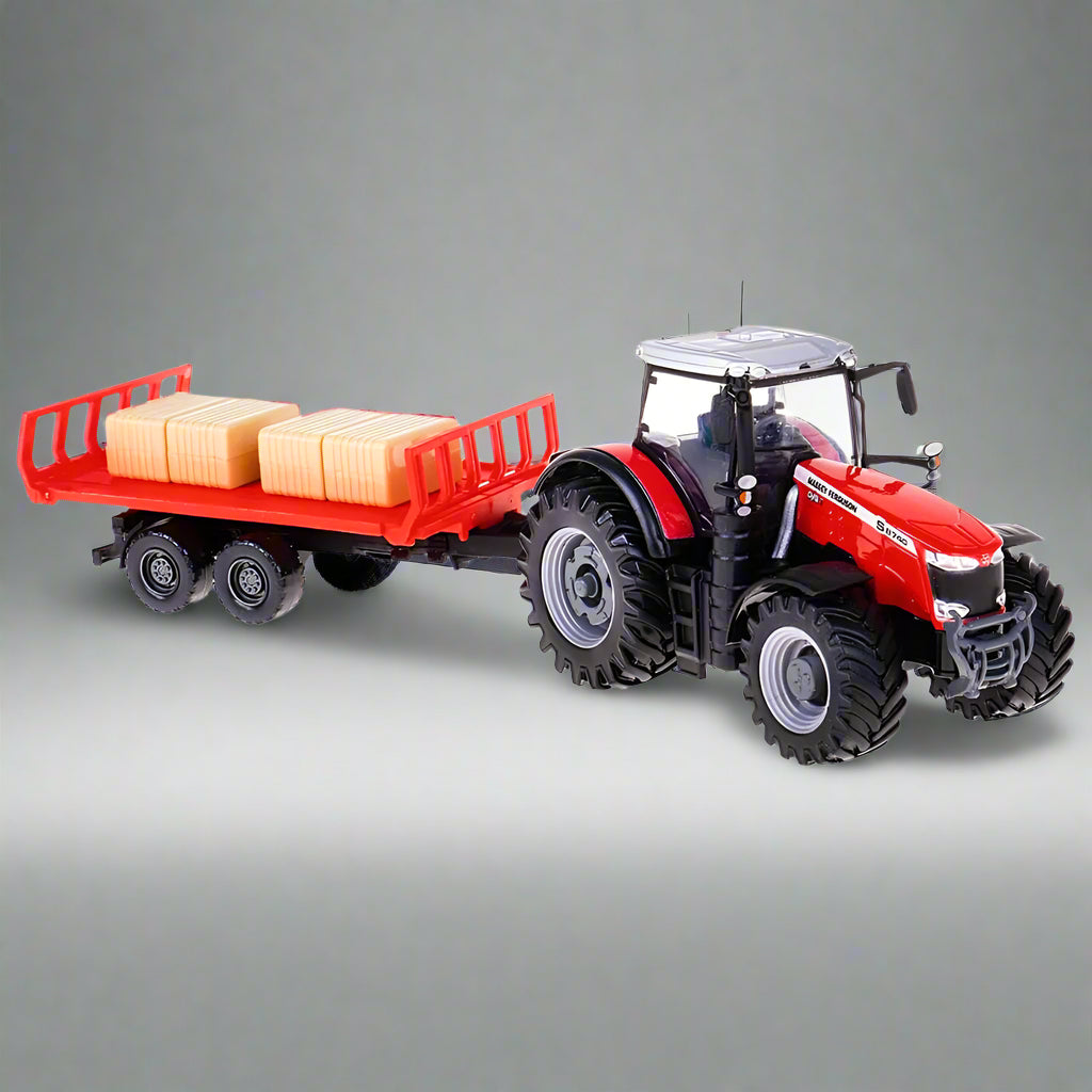 BBURAGO MASSEY FERGUSSON TRACTOR WITH BALE TRAILER - 10CM