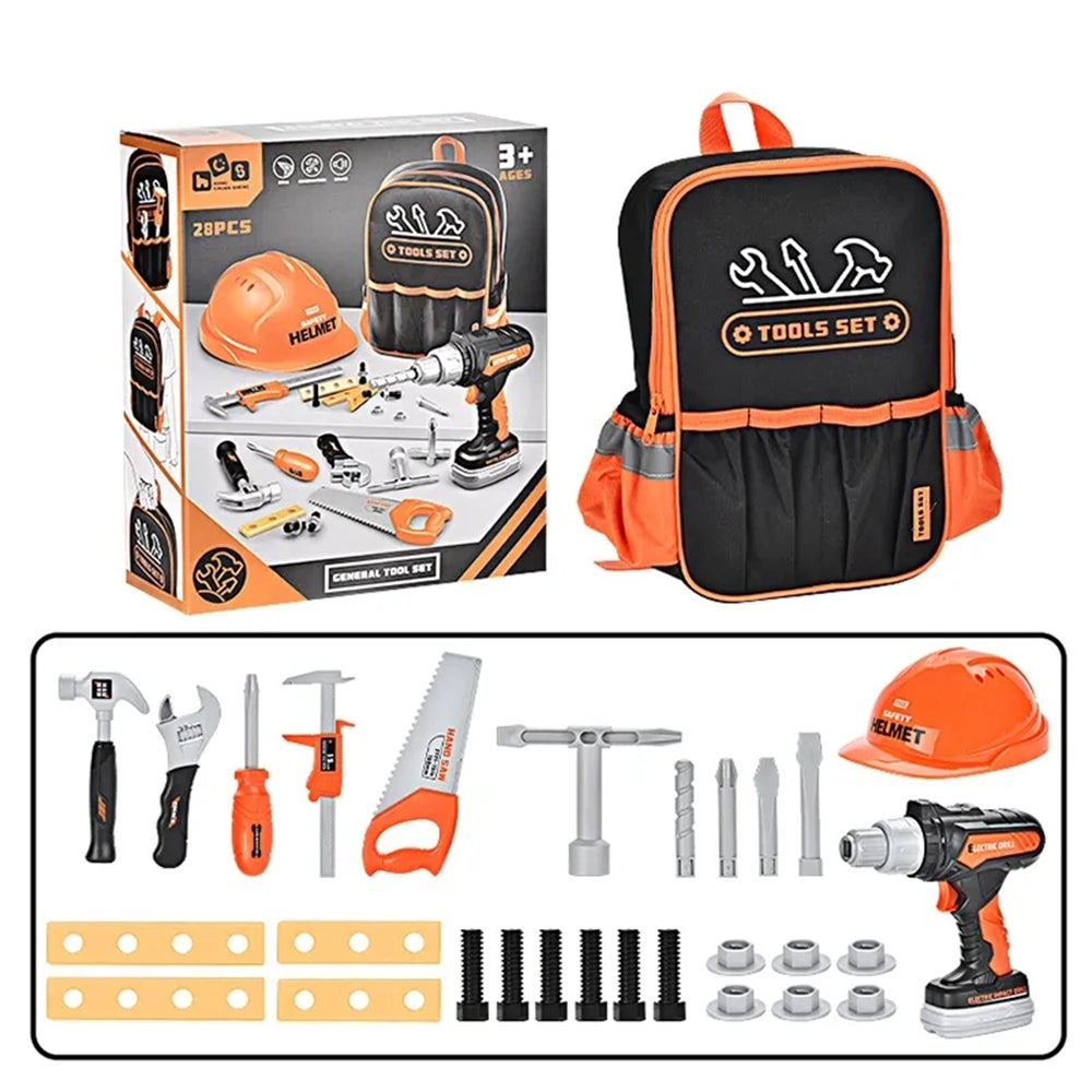 KIDS PLAY TOOL SET WITH STORAGE BAGPACK - 26 PCS