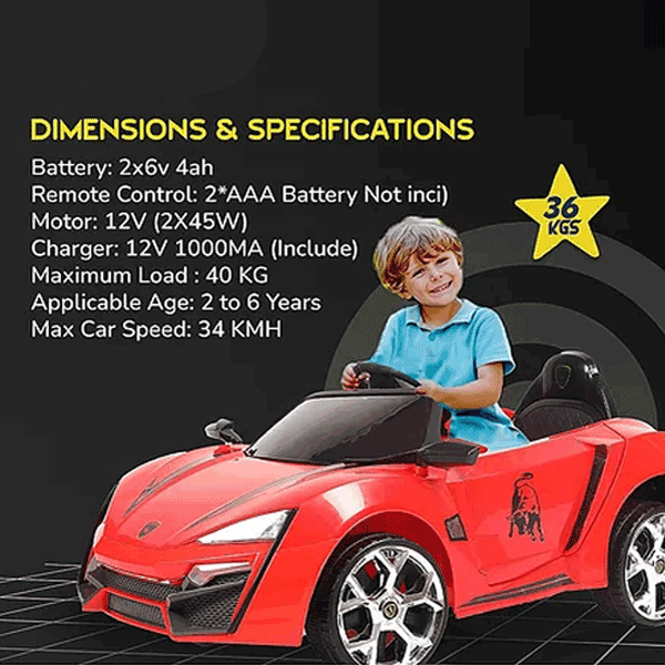 KIDS LAMBORGINI BATTERY OPERATED RIDE ON CAR WITH SMOKE