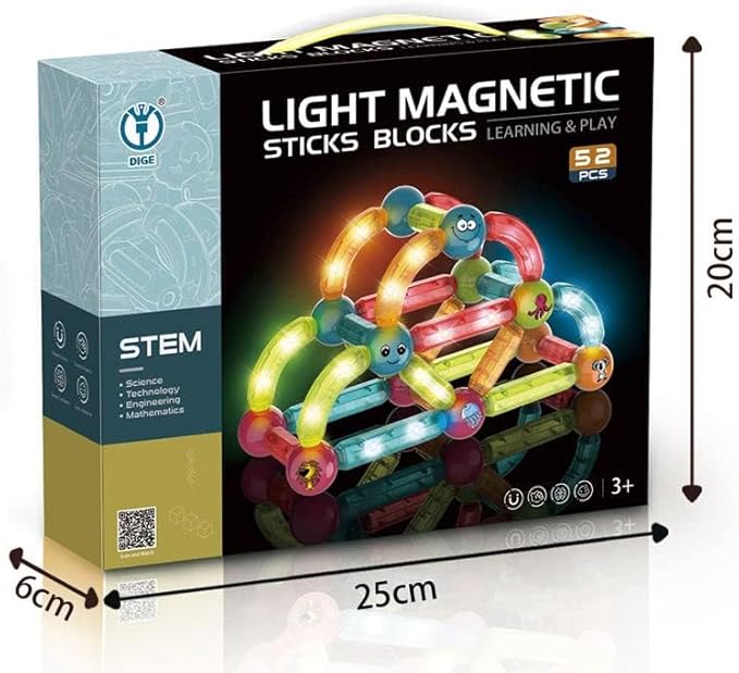 STEM LIGHT MAGNETIC STICKS BLOCK - 52PCS