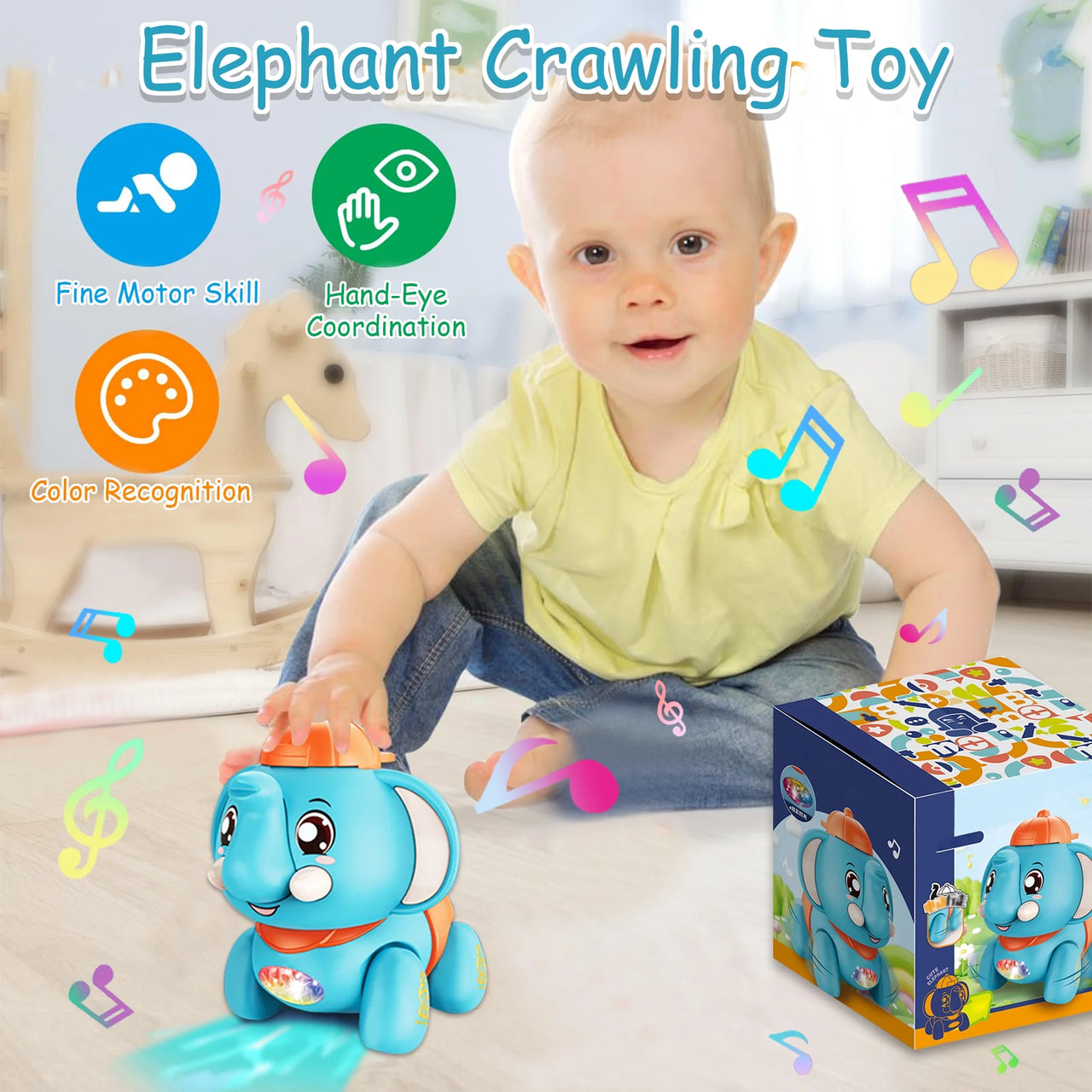 MUSICAL ELEPHANT CRAWLING TOY