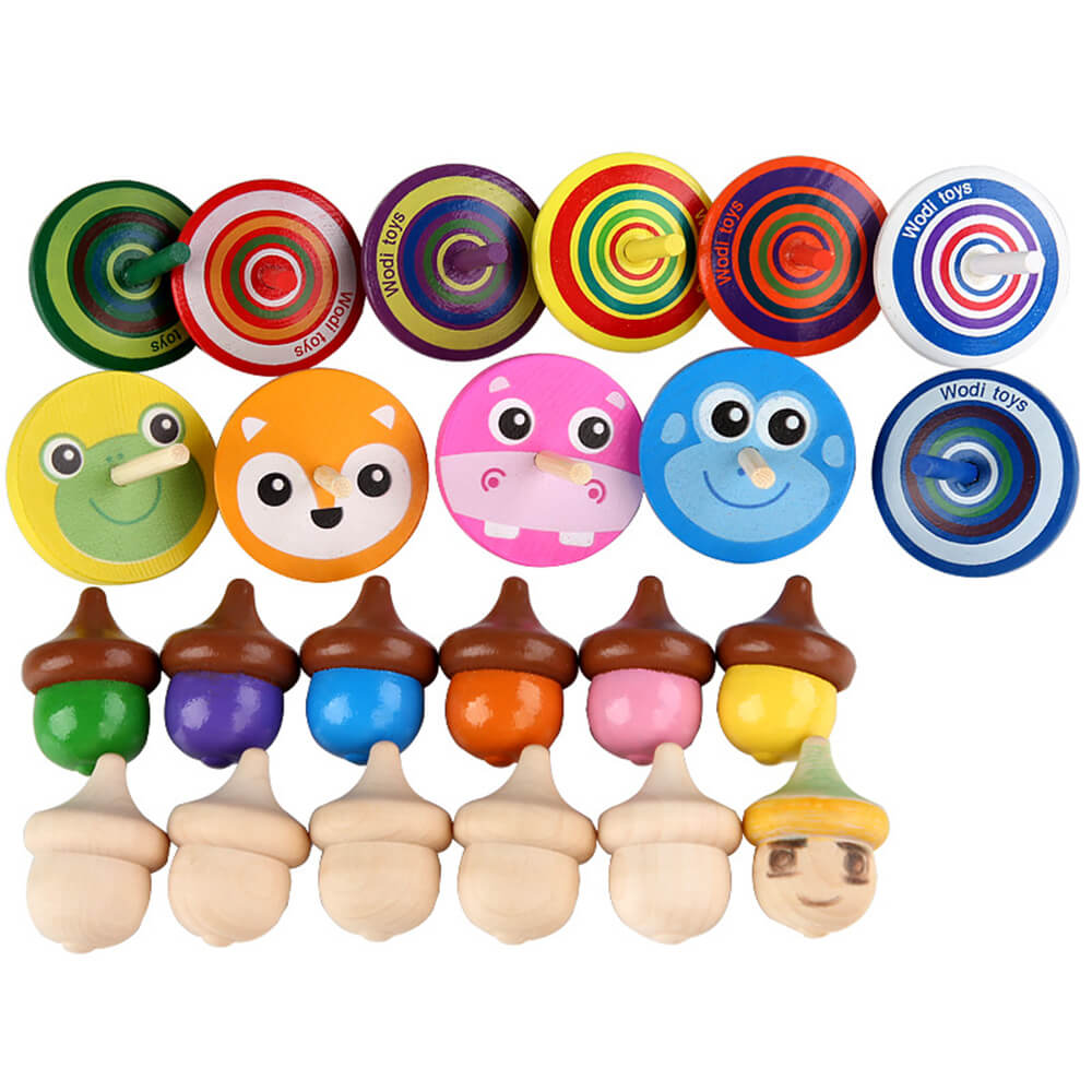 17 PCS MINI WOODEN SPINNING TOP