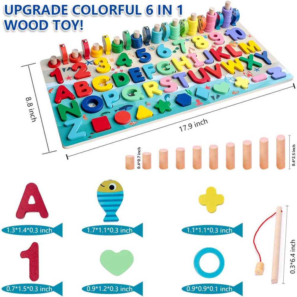 6 IN 1 COUNTING MATH LEARNING TOY WITH MAGNET FISHING GAME