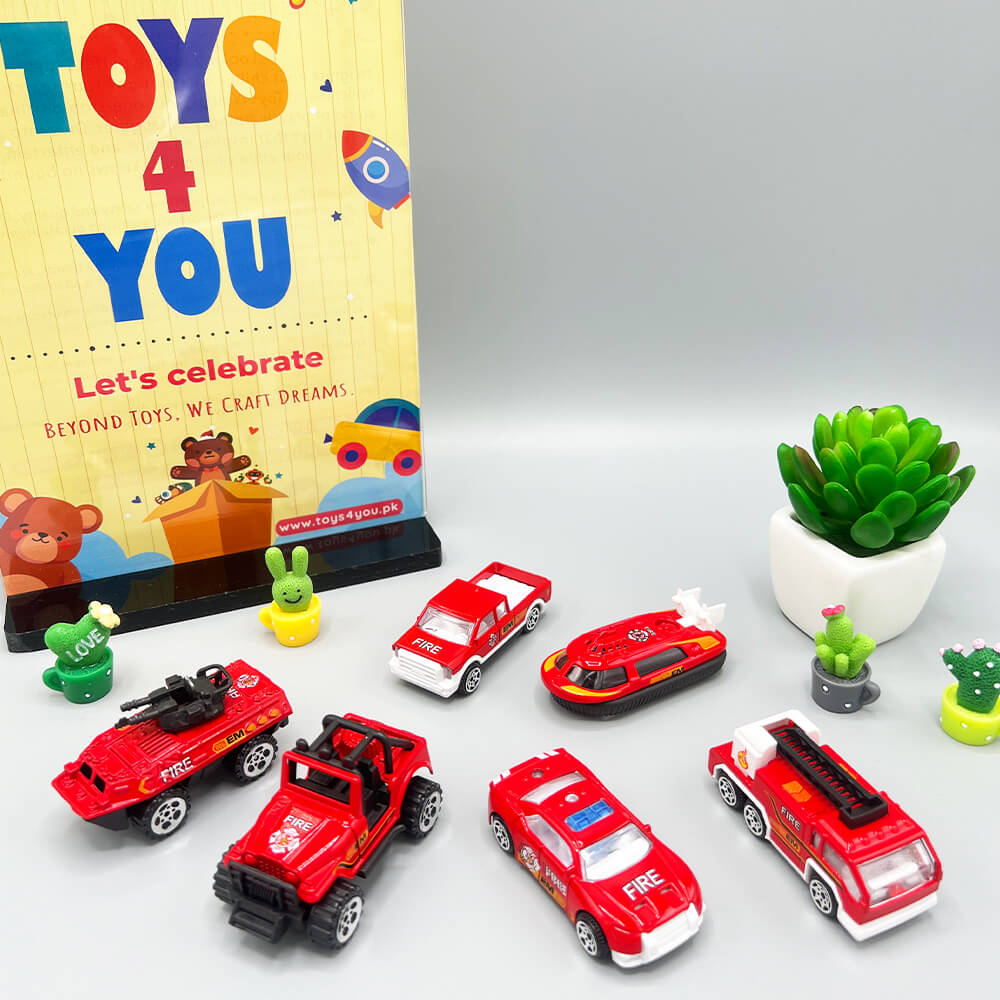 KIDS MINI METAL FIRE CAR COLLECTION - 6 PCS