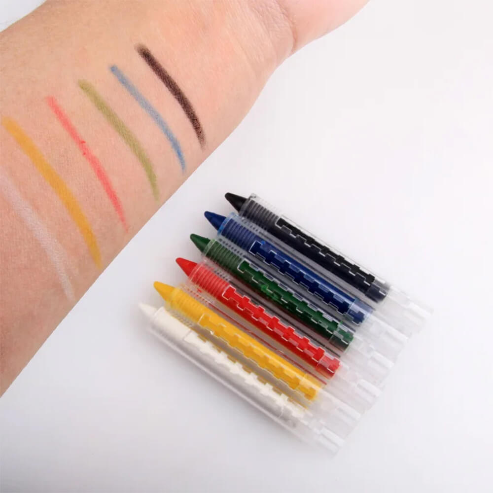 NEON BRIGHT COLOR FACE PAINT STICKS - 6 PCS