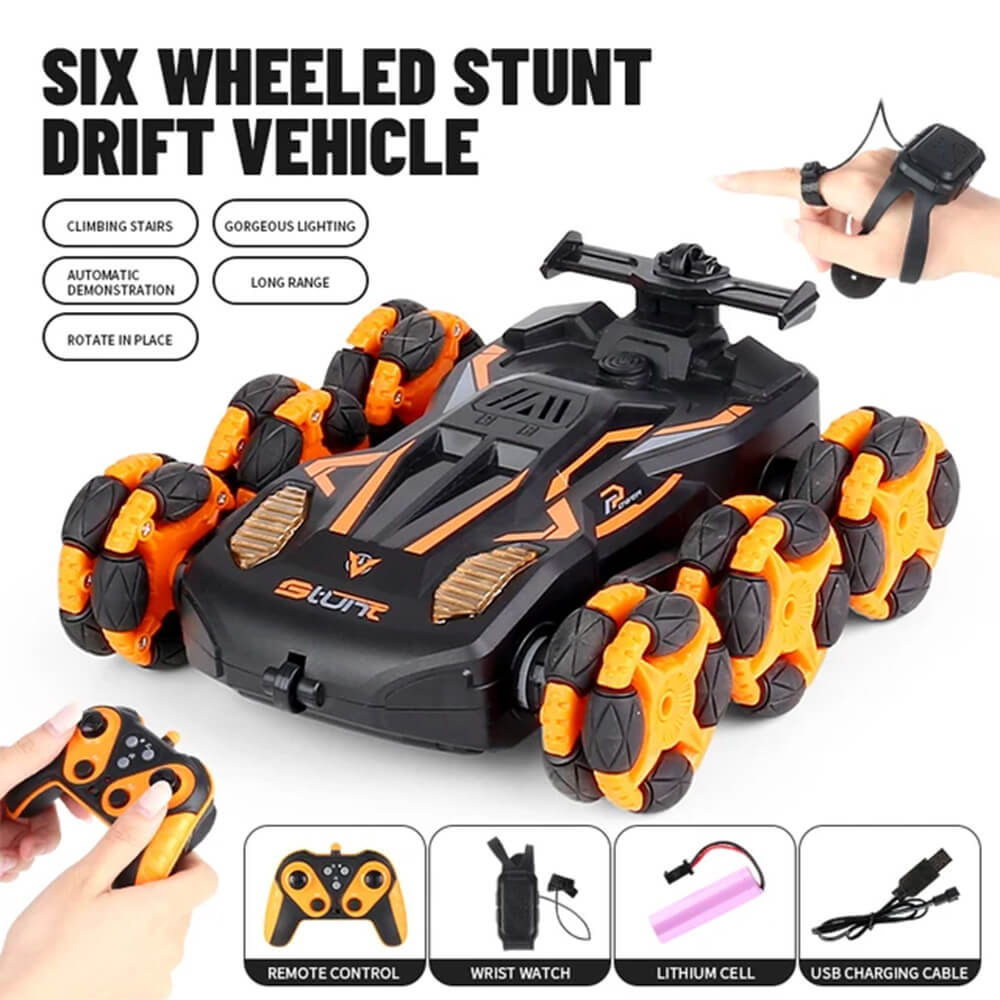 RC & WATCH CONTROL 6 ROUNDS MORPH STUNT CAR