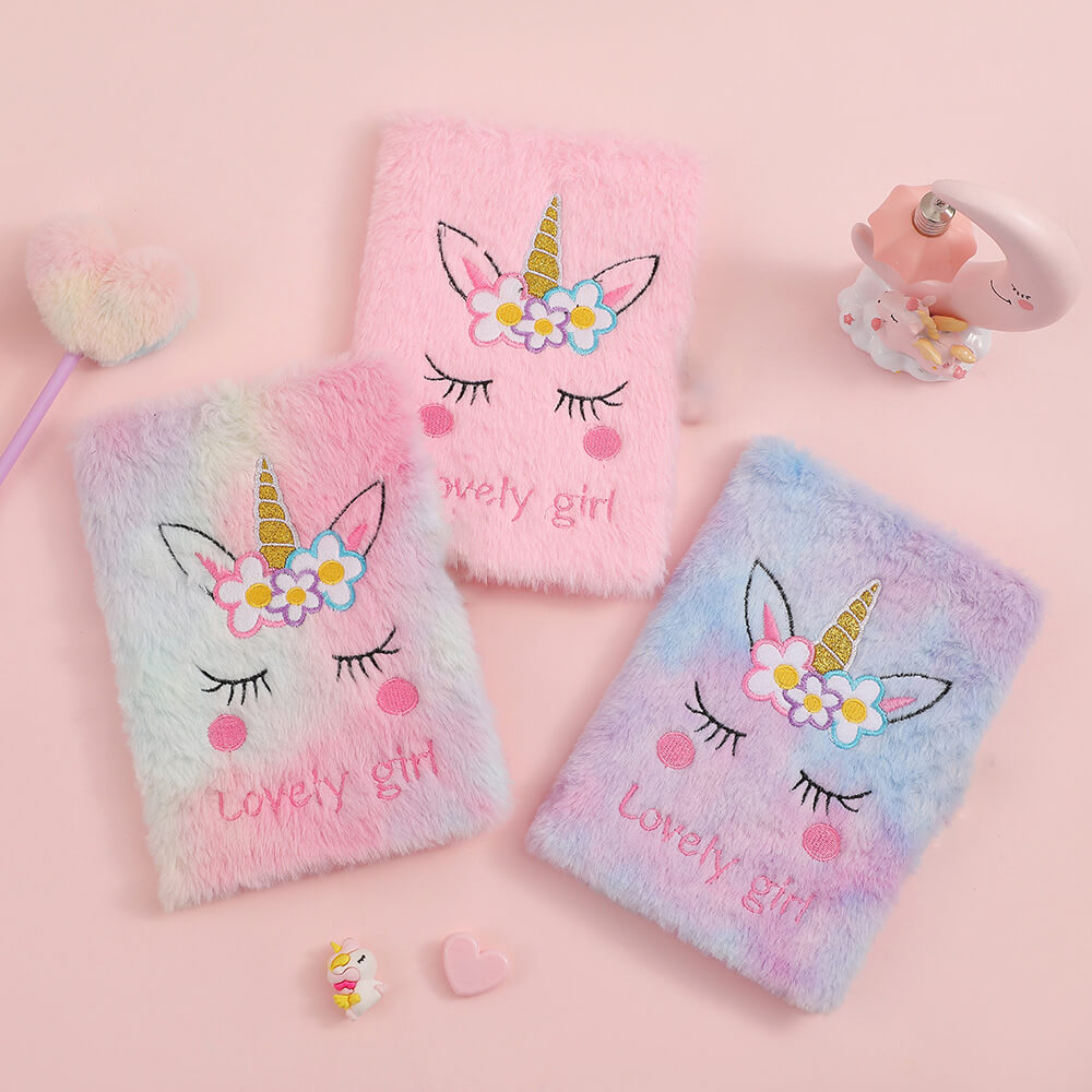 PLUSH FLUFFY UNICORN NOTEBOOK DIARY