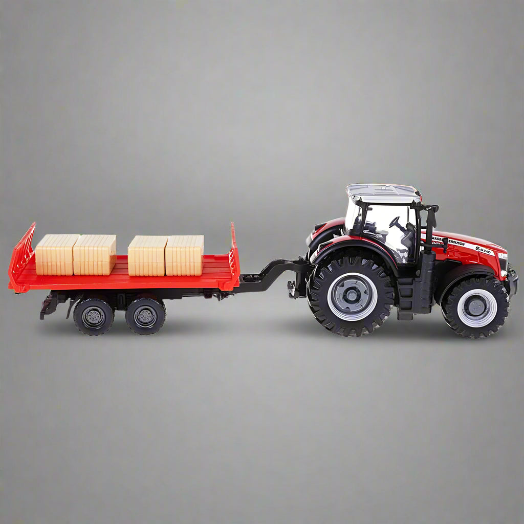 BBURAGO MASSEY FERGUSSON TRACTOR WITH BALE TRAILER - 10CM