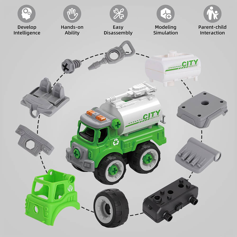 PACK OF 4 MINI CITY SANITATION DIY TRUCK