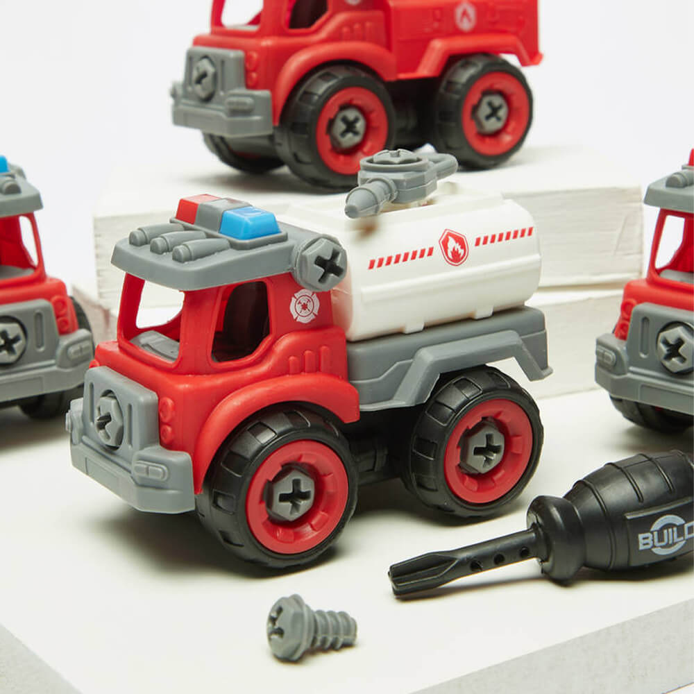 PACK OF 4 MINI FIRE RESCUE ASSEMBLE DIY TRUCK