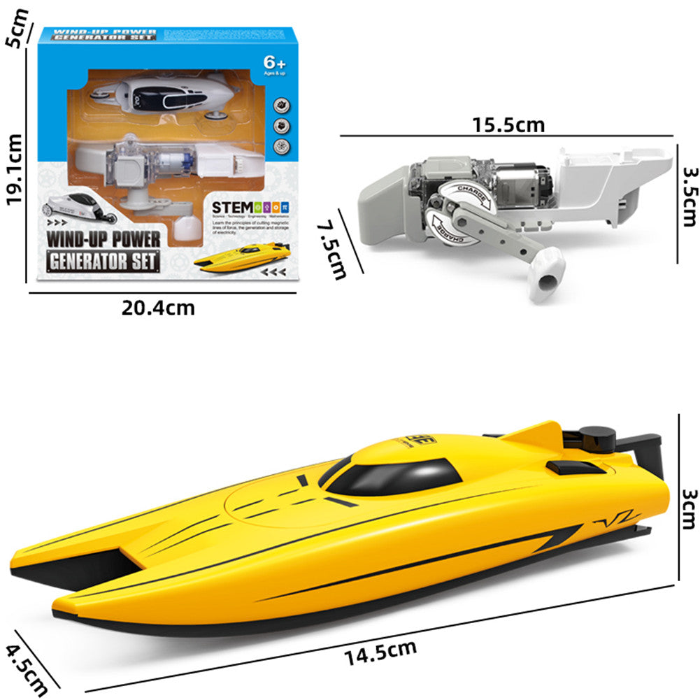 WIND-UP POWER GENERATOR SET KIDS BOAT TOY