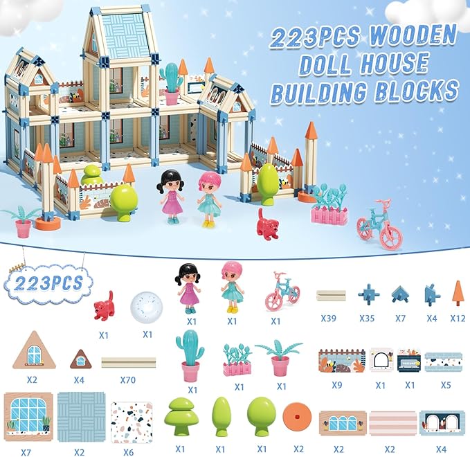3D PRINCESS CASTLE VILLA DOLL HOUSE BUILDING - 233PCS