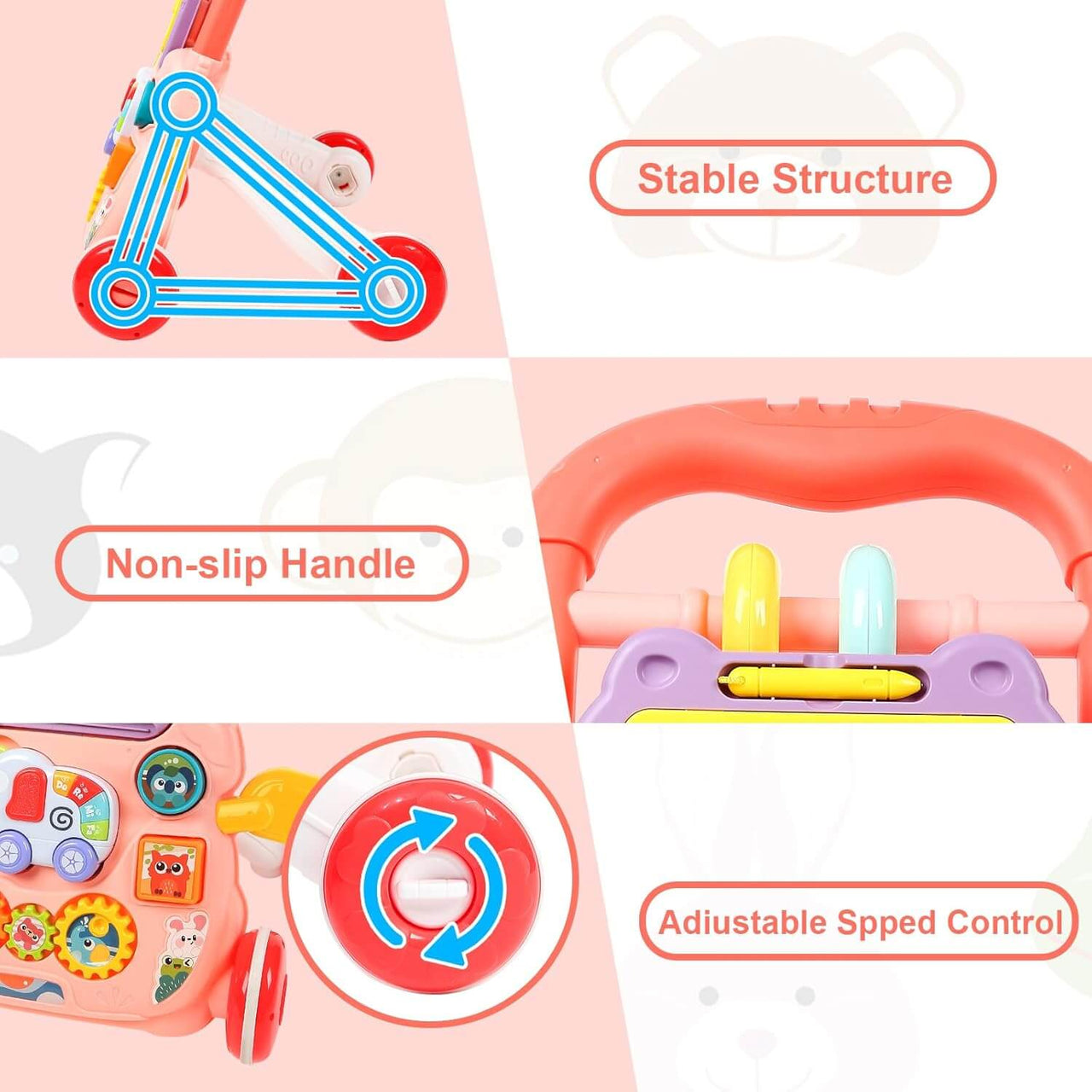 Huanger 3 in 1 Baby Activity Learning Walker