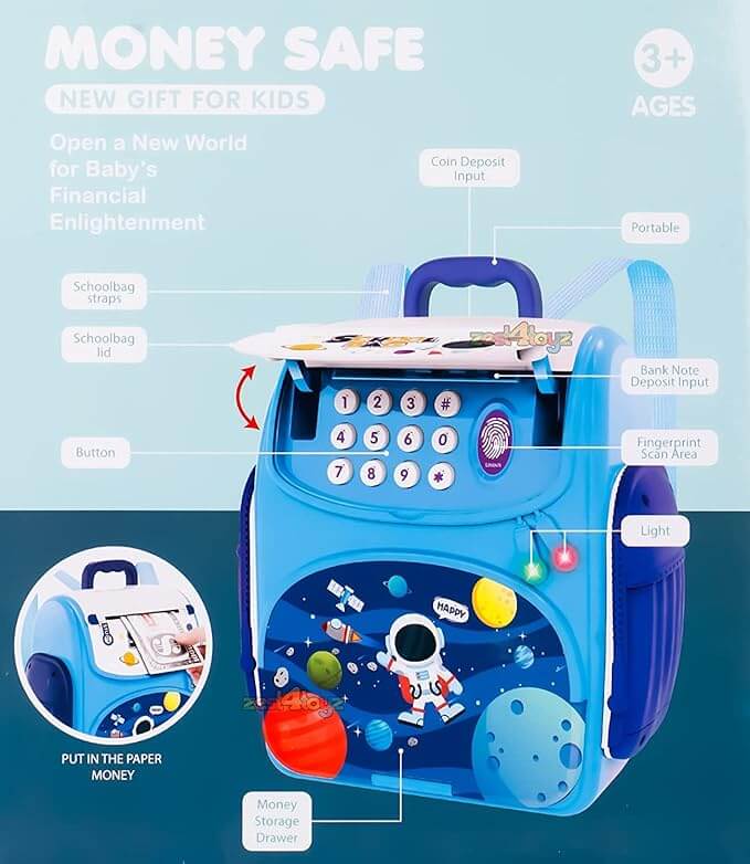 ELECTRIC ASTRONAUT SCHOOL BAG PIGGY BANK