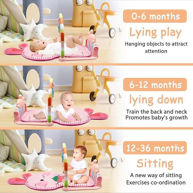 BABY MUSICAL PLAY GYM WITH RATTLES AND PIANO