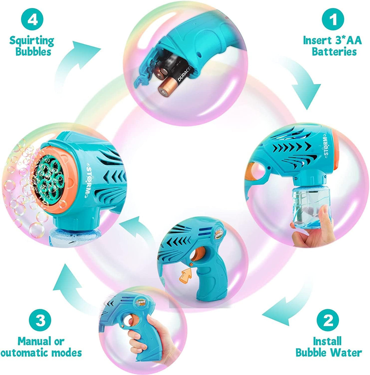 AUTOMATIC BUBBLE GUN TOY