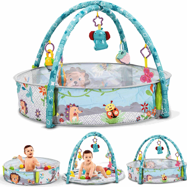 3 IN 1 BABY PLAY GYM & PLAY AREA WITH MUSICAL RATTLE & BALLS