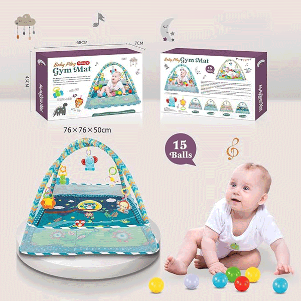 3 IN 1 BABY PLAY GYM & PLAY AREA WITH BALLS & RATTLES