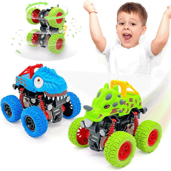 PACK OF 3 DINOSAUR MONSTER TRUCK PULL BACK FRICTION