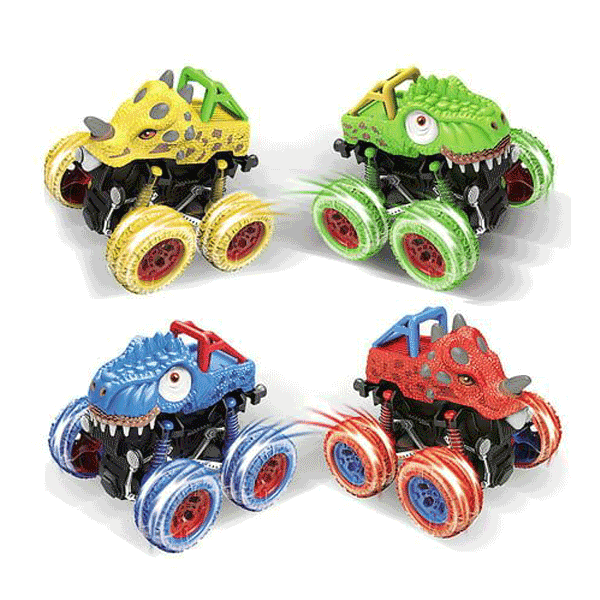 PACK OF 3 DINOSAUR MONSTER TRUCK PULL BACK FRICTION