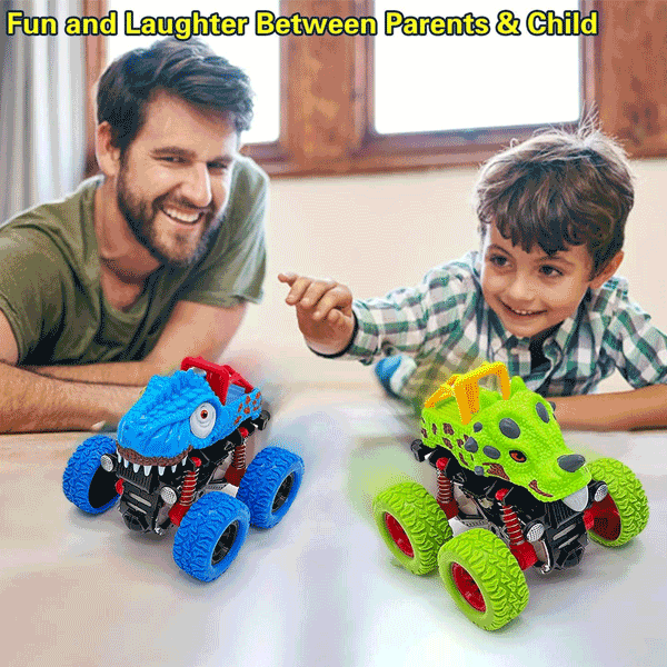 PACK OF 3 DINOSAUR MONSTER TRUCK PULL BACK FRICTION