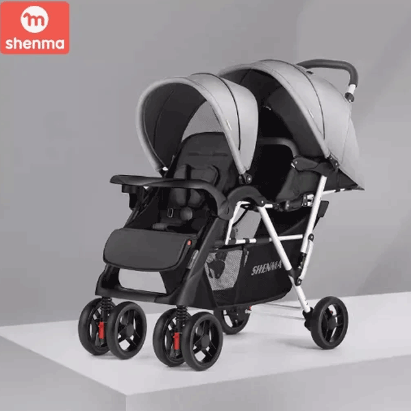 Foldable double baby stroller lightweight front & back seats pushchair best sale