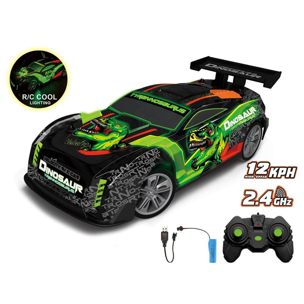 RC DINOSAUR THEME RACING CAR WITH LIGHTS