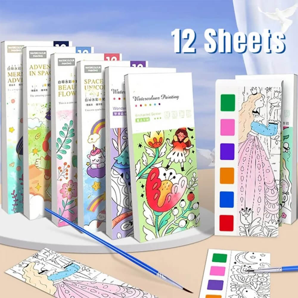 BRUSH & SPLASH WATERCOLOR DOODLE COLORING BOOKS