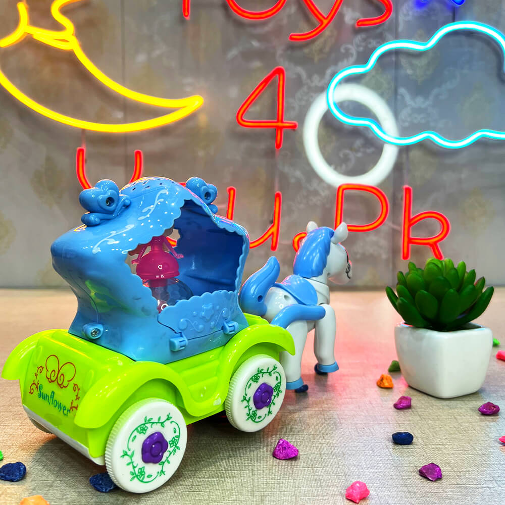 KIDS MUSICAL & 3D LIGHTS STARS HORSE CARRIAGE FUN