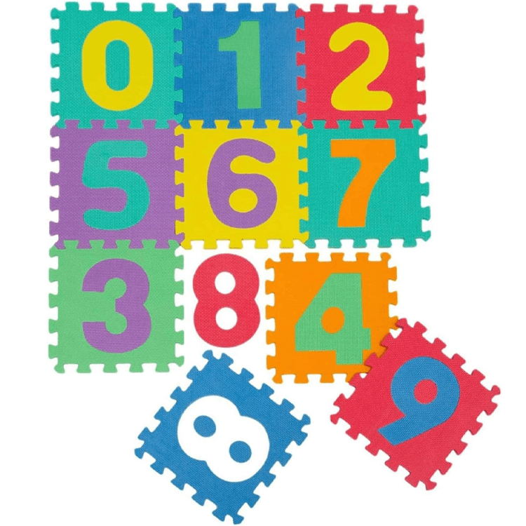 MULTICOLOR NUMBER PUZZLE MAT - 10 PCS