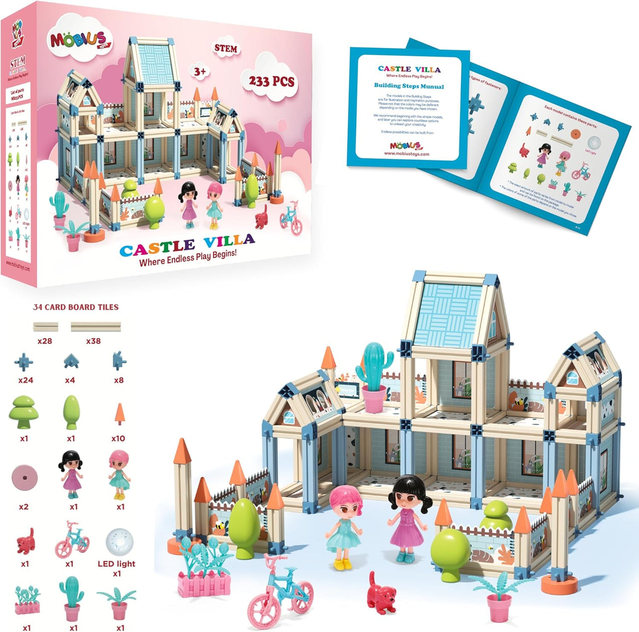 3D PRINCESS CASTLE VILLA DOLL HOUSE BUILDING - 233PCS