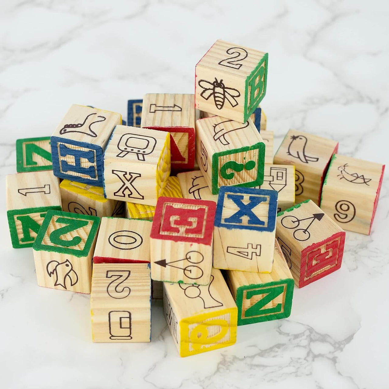 ABC & 123 WOODEN BLOCK SET - 48 PIECES