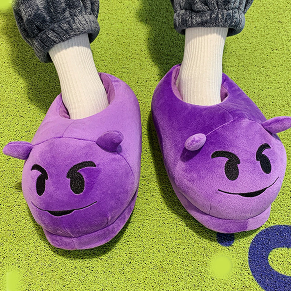 DEVIL EMOJI PLUSHY SLIPPERS