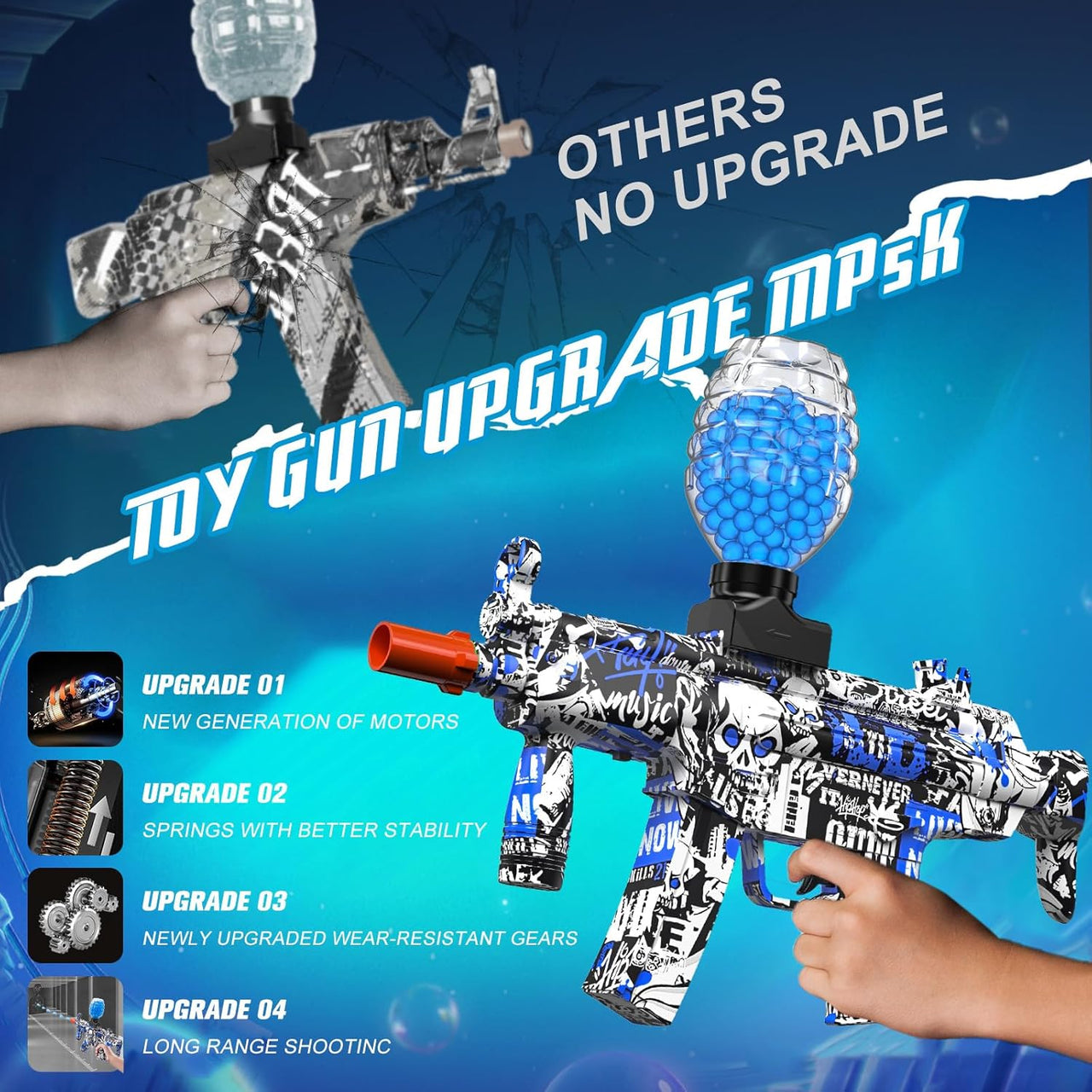 Automatic Gel Blaster Ordeez High Power Shooting Gun For Kids
