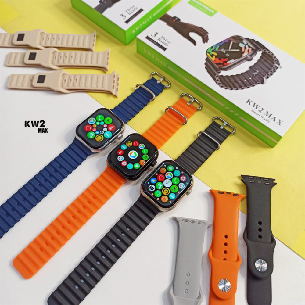 KW2 MAX SMART WATCH WITH 3 PAIRS OF STRAPS