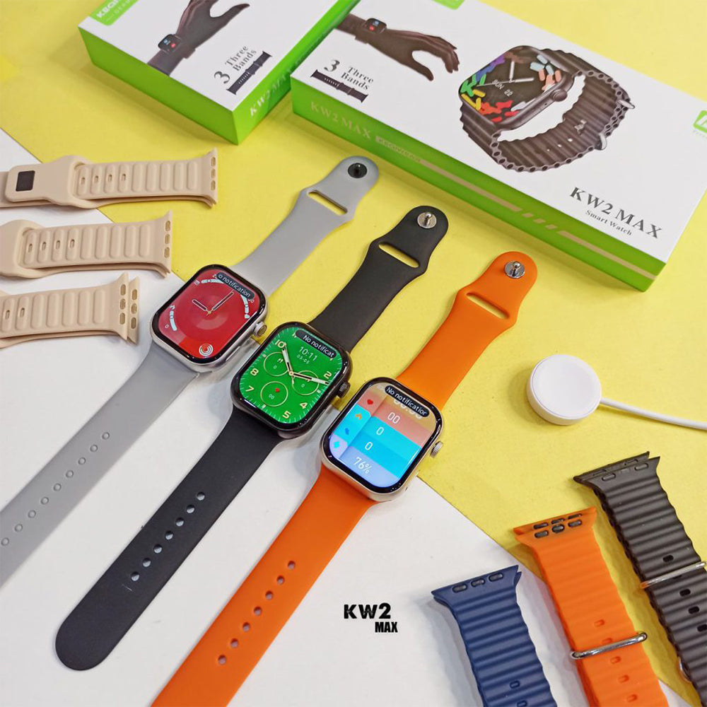 KW2 MAX SMART WATCH WITH 3 PAIRS OF STRAPS