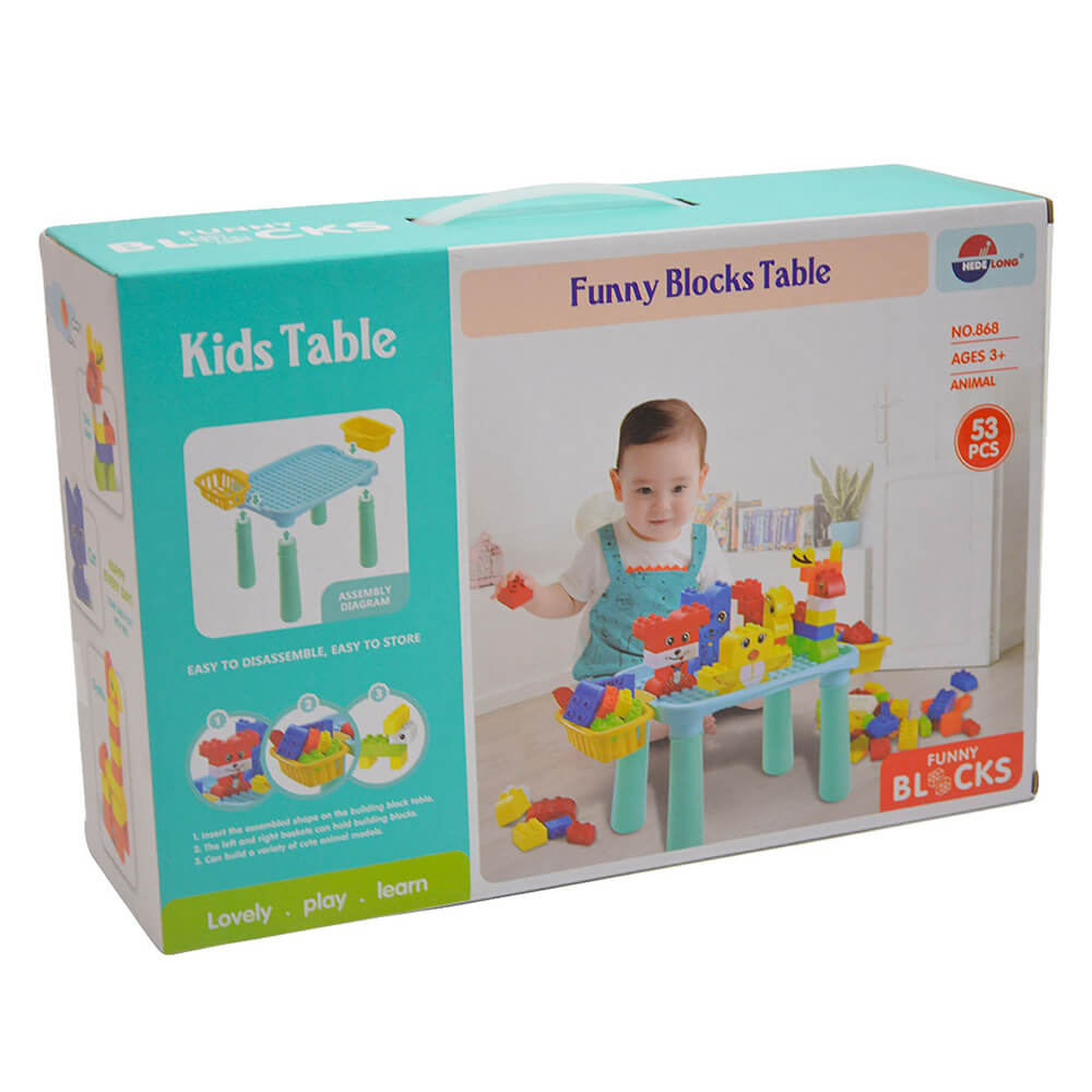 53-PIECES FUNNY BLOCKS TABLE FOR KIDS