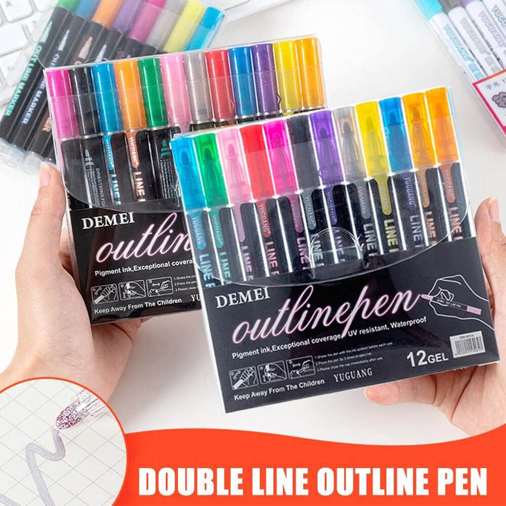 12 PCS - GEL OUTLINER PEN