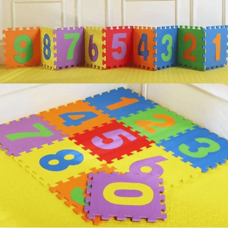 MULTICOLOR NUMBER PUZZLE MAT - 10 PCS