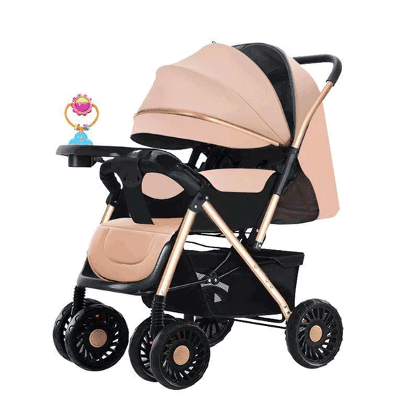 FOLDABLE BABY STROLLER WITH FOOD TRAY & RATTLE