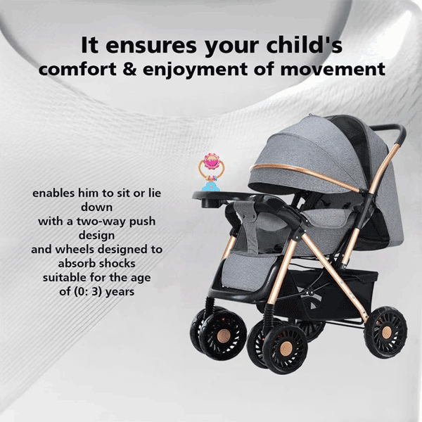 FOLDABLE BABY STROLLER WITH FOOD TRAY & RATTLE