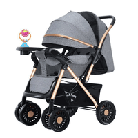 Thumbnail for FOLDABLE BABY STROLLER WITH FOOD TRAY & RATTLE