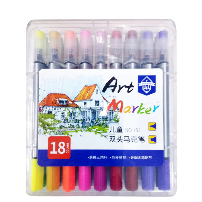 ART MARKERS 18 COLORS DOUBLE SIDED