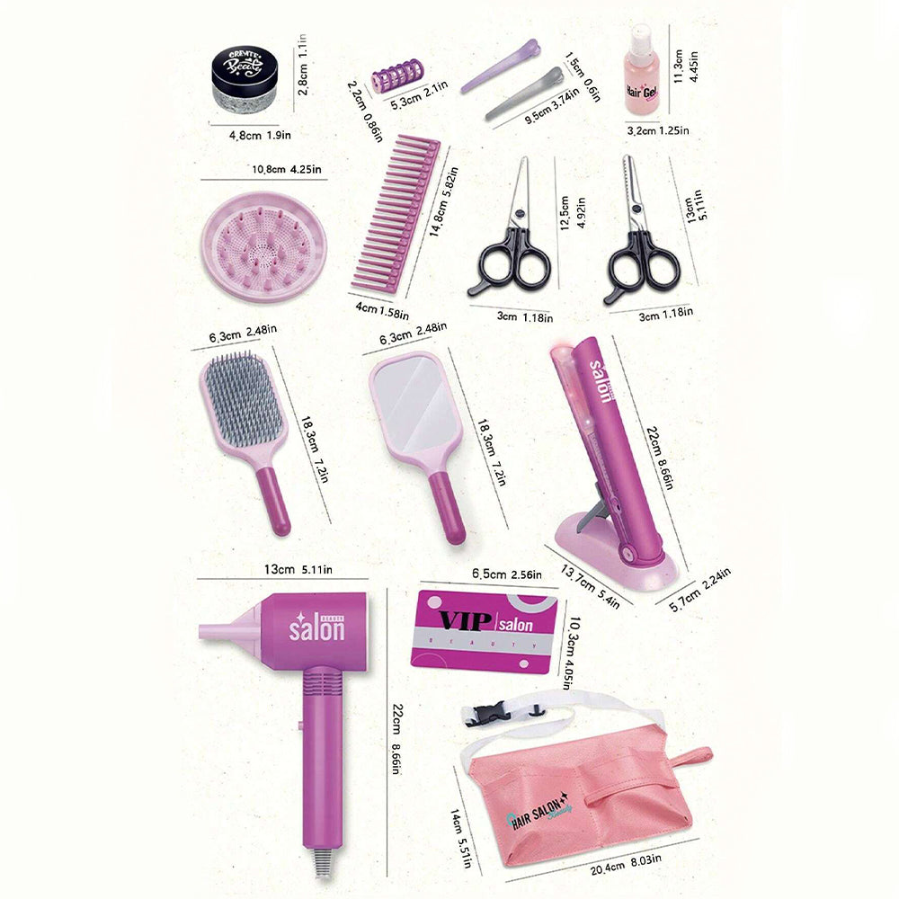 GIRLS HAIR SALOON EQUIPMENTS SET -14PCS