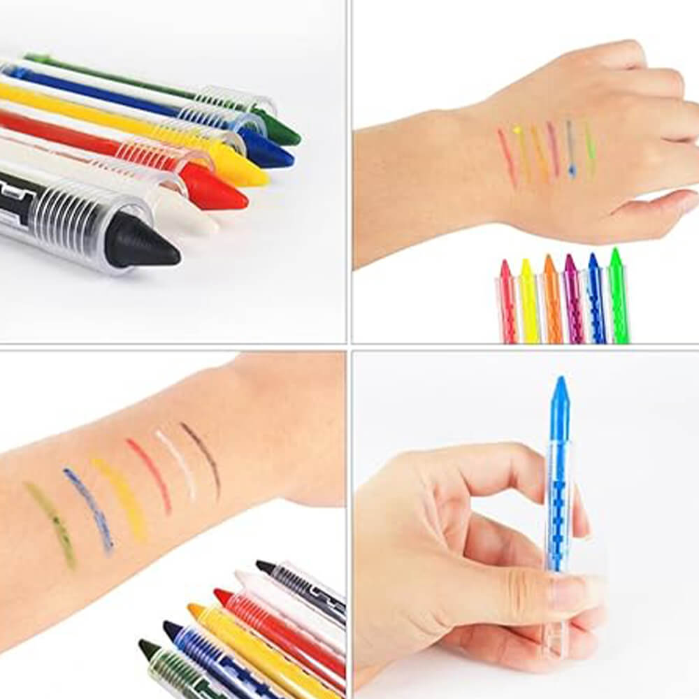 NEON BRIGHT COLOR FACE PAINT STICKS - 6 PCS