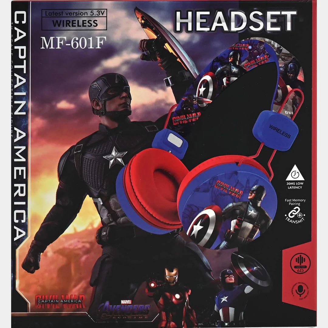 CAPTAIN AMERICA WIRELESS HEADPHONE SET FOR KIDS