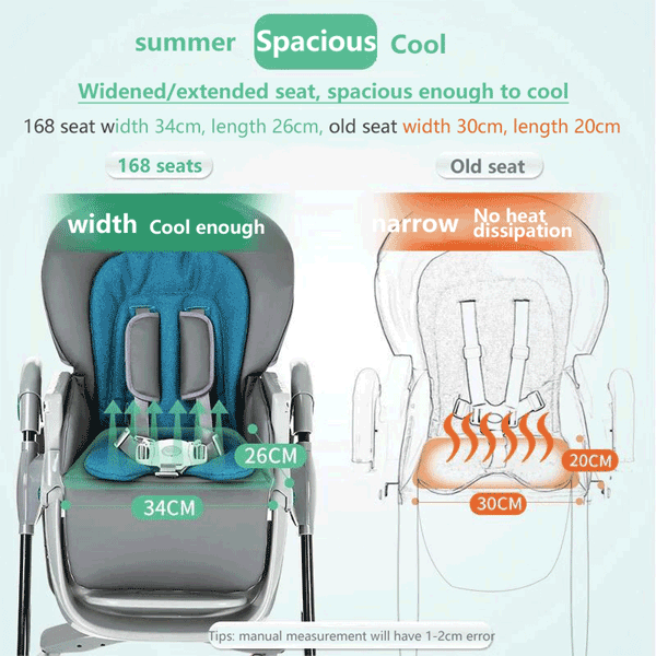 BABY DINING & HIGH CHAIR WITH HEIGHT & SEAT ADJUSTABLE - FOLDING