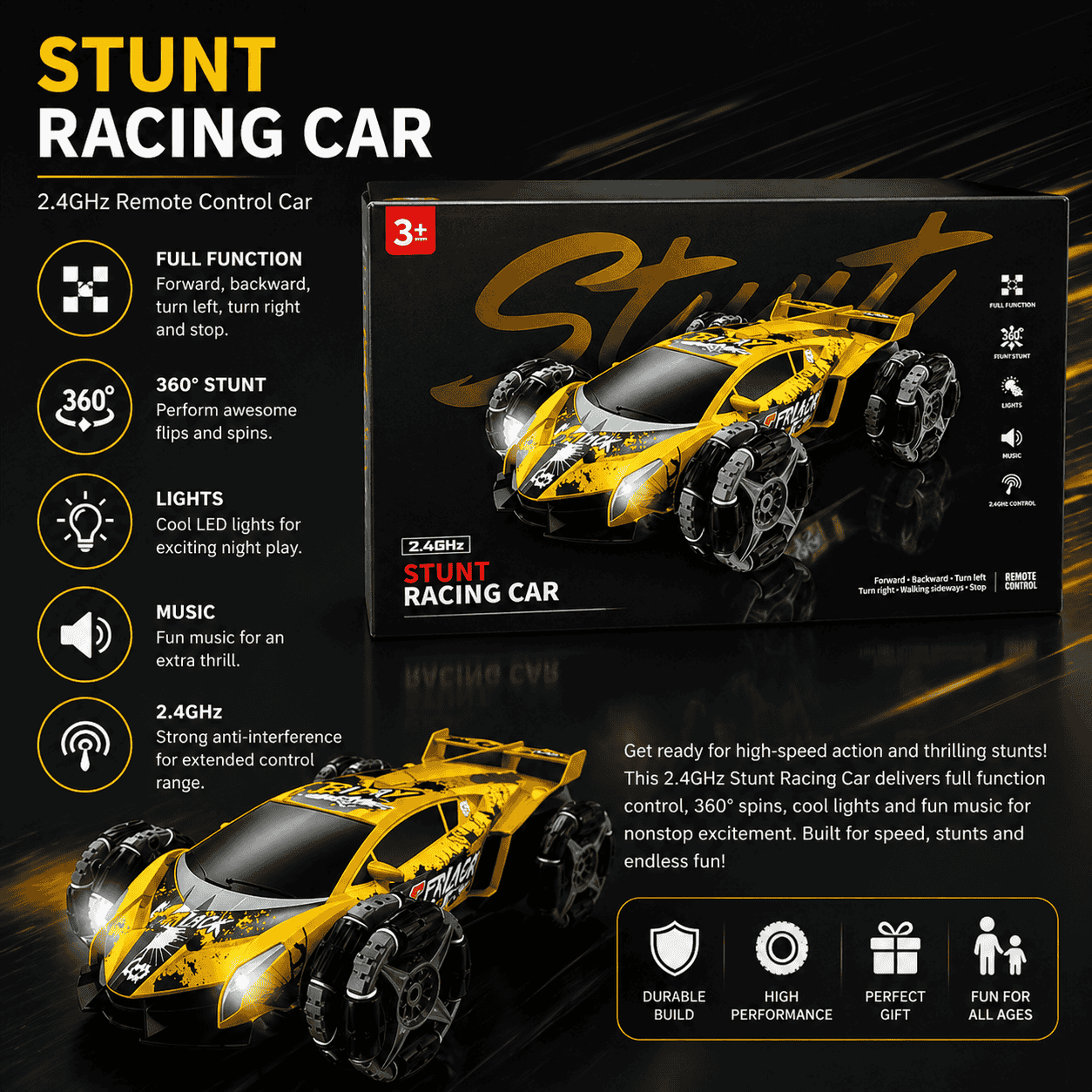 RC STUNT RACING CAR 2.4GHZ FOR KIDS