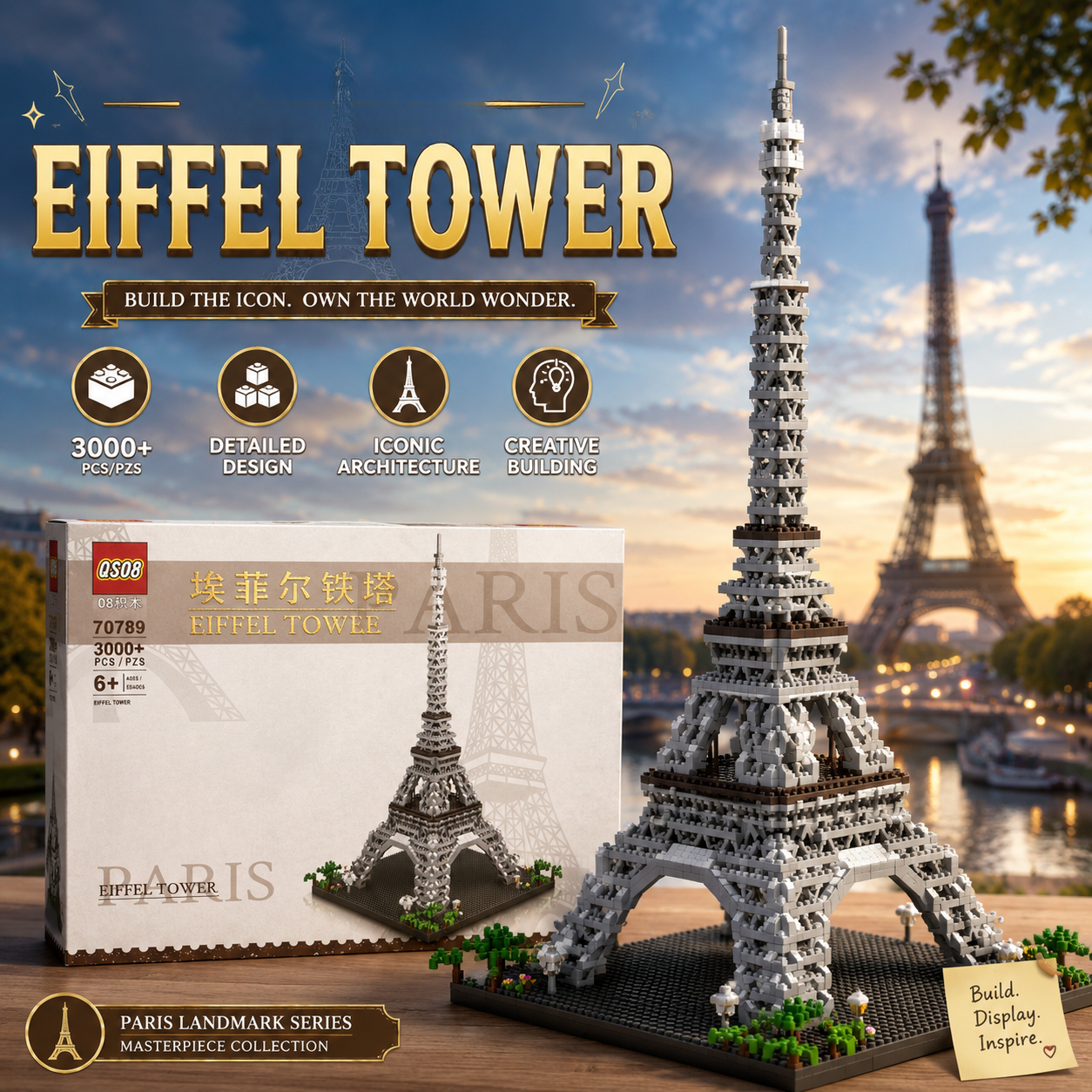 EIFFEL TOWER BUILDING BLOCKS SET 3000 + PCS MASTERPIECE KIT