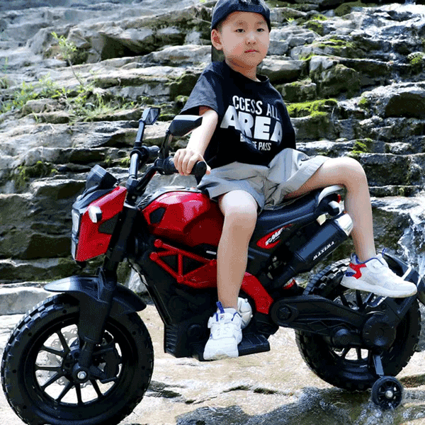 HARLEY DAVIDSON - KIDS BATTERY OPERATED RIDE ON TRAIL BIKE WITH SHOCK